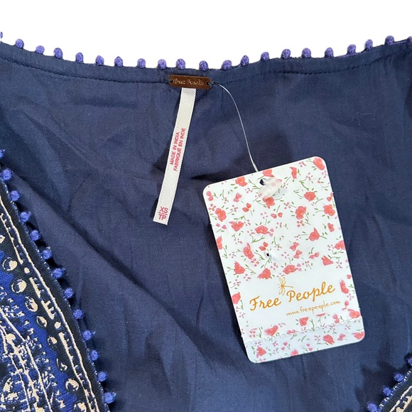 Free People My Love Mini Dress Navy Long Sleeve Boho Cottagecore Bohemian NWT XS - Picture 9 of 12